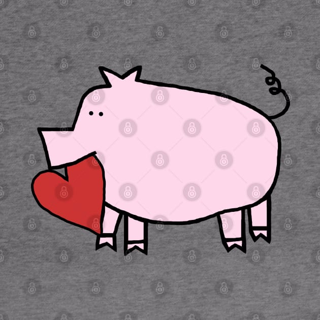 Cute Pig Holding Your Heart of Love on Valentines Day by ellenhenryart